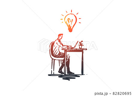 Idea, work, business, laptop, creativity concept. Hand drawn isolated vector. Idea, work, business, laptop, creativity concept. Hand drawn isolated vector. 82820695
