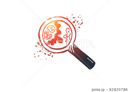 Biology, science, cell, bacteria, magnifying glass concept. Hand drawn isolated vector. Biology, science, cell, bacteria, magnifying glass concept. Hand drawn isolated vector. 82820786