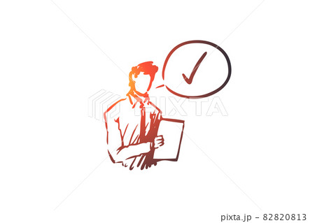 Approved, accepted concept. Hand drawn sketch isolated illustration 82820813