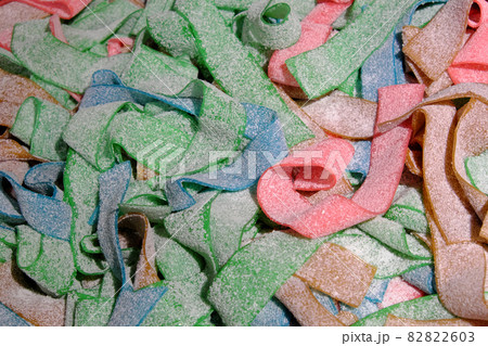 A pile of colorful sweets as a background. Candy close-up. A pile of colorful sweets as a background. Candy close-up. 82822603