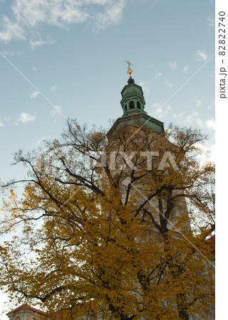 Yellow autumn tree near the Strahov Monastery in Prague. 82822740
