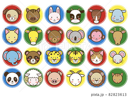 入園 入学準備 かわいい動物マーク カラー のイラスト素材 3613