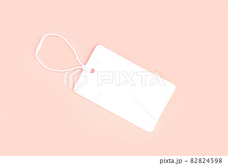 Blank paper cloth label or price tag top view Blank paper cloth label or price tag top view 82824598
