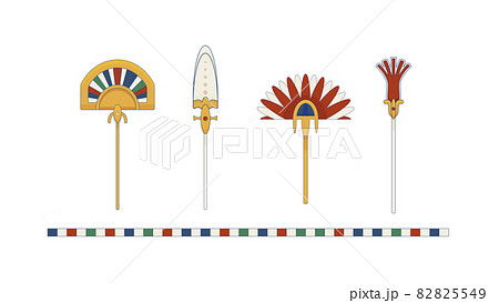 Egypt color fan set. Egypt ornamental fan composition, ornamental element of Ancient Egypt. 82825549