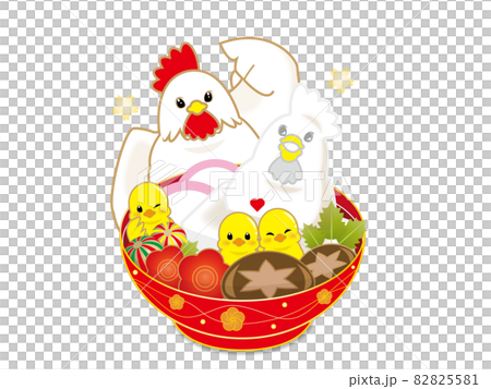 Illustration material of ozoni, chicken and chick Illustration material of ozoni, chicken and chick 82825581