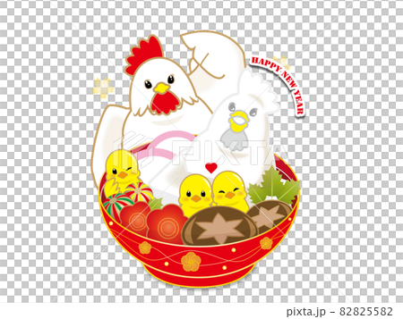 Illustration material of ozoni, chicken and chick Illustration material of ozoni, chicken and chick 82825582