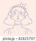Outline woman avatar isolated on background. Vector character with round head and short hairstyle. Editable line width. 82825707