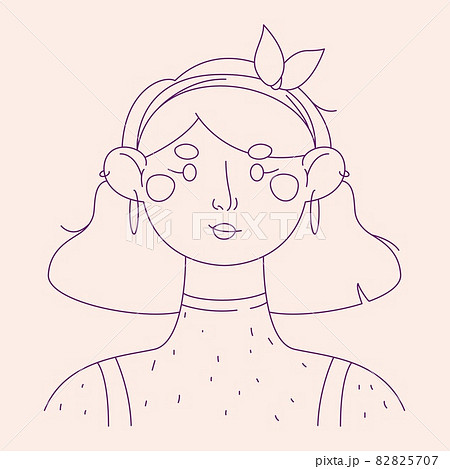 Outline woman avatar isolated on background. Vector character with round head and short hairstyle. Editable line width. Outline woman avatar isolated on background. Vector character with round head and short hairstyle. Editable line width. 82825707