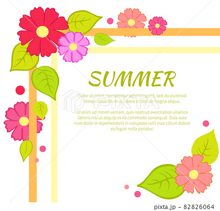 Summer Text and Floral Frame Vector Illustration 82826064