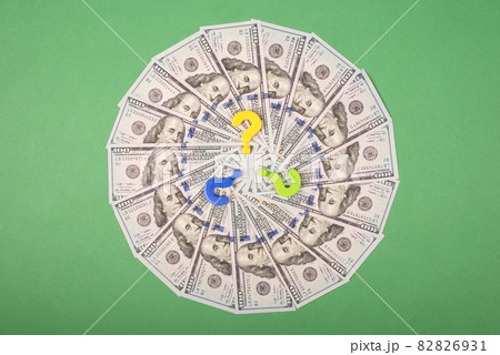 Question mark on mandala kaleidoscope from money. Question mark on mandala kaleidoscope from money. 82826931