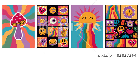 Cartoon abstract funny comic surreal patches posters. Trendy comic retro elements, cute doodle emoji characters vector background illustration. Abstract cartoon shapes cards Cartoon abstract funny comic surreal patches posters. Trendy comic retro elements, cute doodle emoji characters vector background illustration. Abstract cartoon shapes cards 82827264