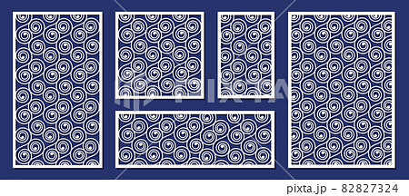 Abstract panels for laser cutting, paper art or wood carving template. Decorative laser cut panels, wood carving or paper art vector illustration set. Laser cut pattern Abstract panels for laser cutting, paper art or wood carving template. Decorative laser cut panels, wood carving or paper art vector illustration set. Laser cut pattern 82827324