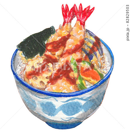 手描き飲食メニュー 天丼のイラスト素材 9503