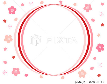 三重丸と桜を組み合わせたイラストのイラスト素材 0617