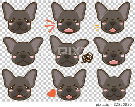 フレンチブルドッグ ブリンドル の表情顔アイコンのイラスト素材 0850