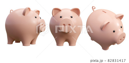 Cartoon style cute piggy bank isolated on white background 3d render Cartoon style cute piggy bank isolated on white background 3d render 82831417