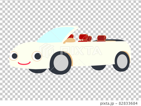 Illustration of a smiling white convertible Illustration of a smiling white convertible 82833684