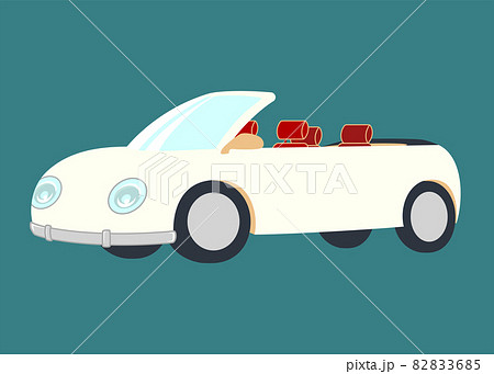 白いオープンカーのイラストのイラスト素材 3685