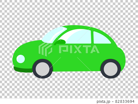 横向きの緑色の車のイラストのイラスト素材 3694