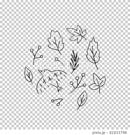鳥と落ち葉の挿し絵 82833796