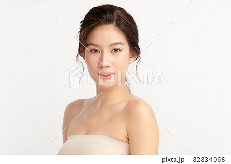 Beautiful young asian woman with clean fresh skin on white background, Face care, Facial treatment, Beautiful young asian woman with clean fresh skin on white background, Face care, Facial treatment, 82834068