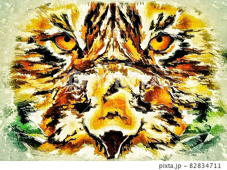 芸術的で抽象的な虎のイラストのイラスト素材 4711