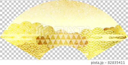 Gold leaf Fengyun and Japanese fan 82835411