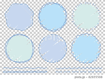 手書きのシンプルな丸形フレームセット デコボコの線 のイラスト素材 5508