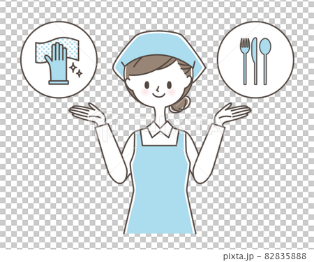 家事代行と料理代行を紹介する女性スタッフ 82835888