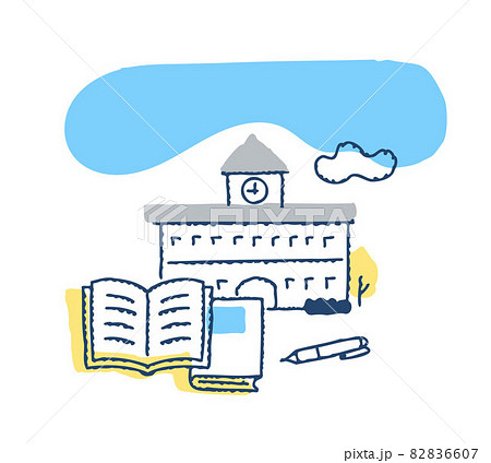学校と教科書とペン 82836607