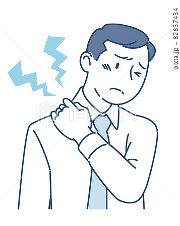 肩こりで肩をおさえている男性のイラスト素材 7434