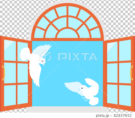 A little bird flying down an open window 82837652