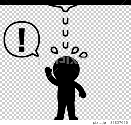 A person surprised by a water leak from the ceiling 82837656