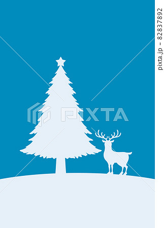 トナカイともみの木のシルエット クリスマスカードのイラスト素材 72