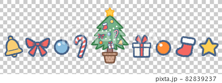 クリスマスツリーとクリスマス飾りのライン色違い 82839237