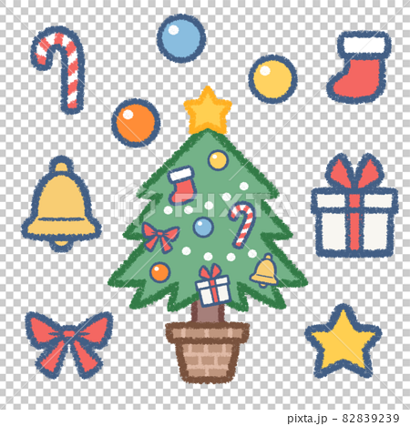 クリスマスツリーとクリスマス飾りのセット色違い 82839239
