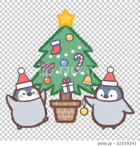 クリスマスツリーとペンギンヒナ 82839241