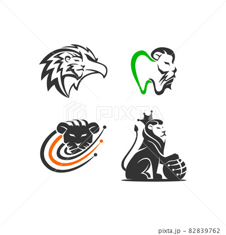 Lion Variation illustration emblem mascot design Template Set Lion Variation illustration emblem mascot design Template Set 82839762