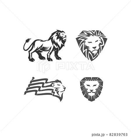 Lion illustration emblem mascot design Template Set 82839763