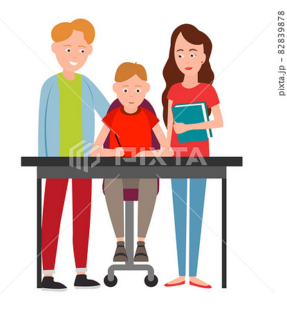 Parents Help Boy Do Homework Vector Illustration Parents Help Boy Do Homework Vector Illustration 82839878
