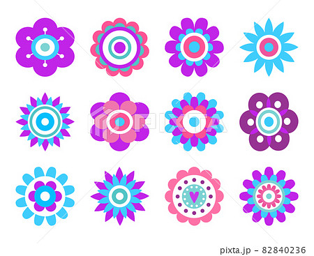 Geometric Shape Flowers Made of Simple Circles 82840236