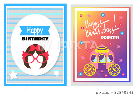 Happy Birthday, Set of Cards Vector Illustration Happy Birthday, Set of Cards Vector Illustration 82840243