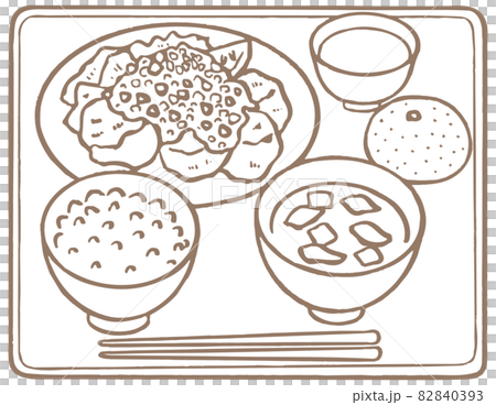 畫線_學校食堂_炸雞、炸tatsutaage塔塔醬 82840393