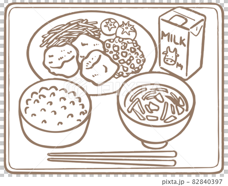 畫線_學校午餐/學校食堂_炸雞/tatsutaage塔塔醬 82840397