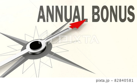 Annual bonus word on compass with red arrow Annual bonus word on compass with red arrow 82840581