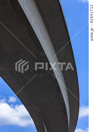 Highway Vehicle  Ramp Overpass Upward Blue Sky 82841715