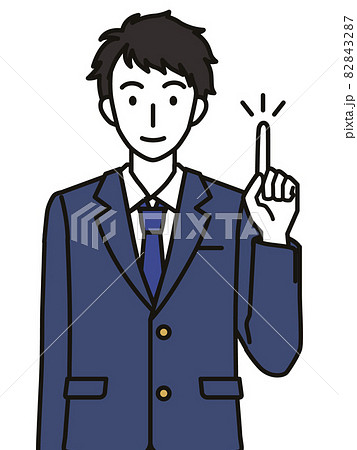 指差しポーズのブレザーを着た男子中学生 高校生のイラスト素材