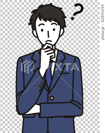 考えるブレザーを着た男子中学生・高校生 82843293