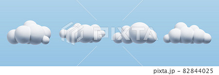 Set of 3d storm clouds isolated on a blue background. Set of 3d storm clouds isolated on a blue background. 82844025