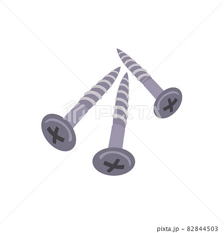 three upright metal threaded screws flat head vector drawing three upright metal threaded screws flat head vector drawing 82844503